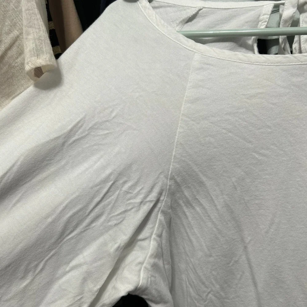 Banana Republic White Drop Waist Puff Sleeve Prairie Top Size Small - 